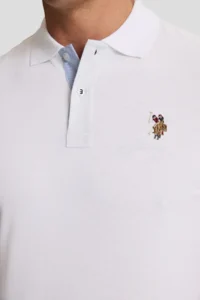 US Polo Assn. Men WHITE Regular Fit Polo Shirt Collar Basic T-Shirt - Image 6