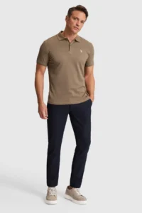 US Polo Assn. Men Khaki Regular Fit Polo Shirt Collar Basic T-Shirt - Image 4
