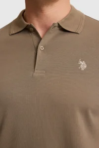 US Polo Assn. Men Khaki Regular Fit Polo Shirt Collar Basic T-Shirt - Image 6