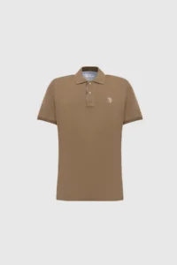 US Polo Assn. Men Khaki Regular Fit Polo Shirt Collar Basic T-Shirt - Image 7