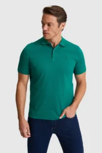 US Polo Assn. Men dark Green Regular Fit Polo Shirt Collar Basic T-Shirt - Image 3