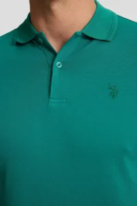 US Polo Assn. Men dark Green Regular Fit Polo Shirt Collar Basic T-Shirt - Image 6