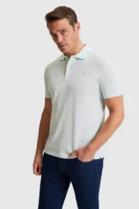 US Polo Assn. Men Water Green Regular Fit Polo Shirt Collar Basic T-Shirt - Image 3