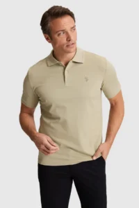 US Polo Assn. Men Light Khaki Regular Fit Polo Shirt Collar Basic T-Shirt