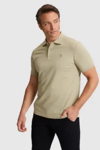 US Polo Assn. Men Light Khaki Regular Fit Polo Shirt Collar Basic T-Shirt - Image 3