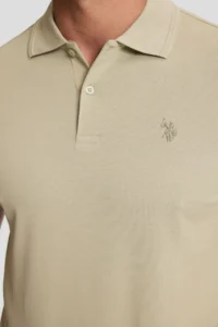 US Polo Assn. Men Light Khaki Regular Fit Polo Shirt Collar Basic T-Shirt - Image 6