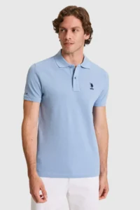 US Polo Assn. Men slim Fit Polo Shirt Collar BLUE Basic T-Shirt