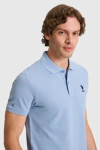 US Polo Assn. Men slim Fit Polo Shirt Collar BLUE Basic T-Shirt - Image 2