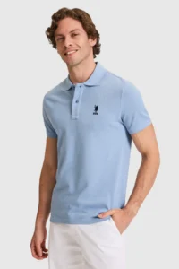 US Polo Assn. Men slim Fit Polo Shirt Collar BLUE Basic T-Shirt - Image 3