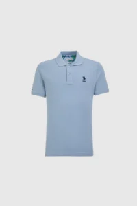 US Polo Assn. Men slim Fit Polo Shirt Collar BLUE Basic T-Shirt - Image 7