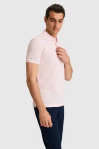 US Polo Assn. Men slim Fit Polo Shirt Collar Light PINK Basic T-Shirt - Image 3