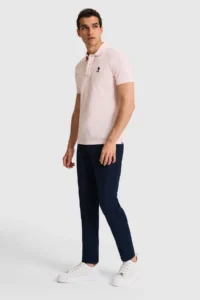 US Polo Assn. Men slim Fit Polo Shirt Collar Light PINK Basic T-Shirt - Image 4