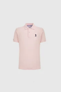 US Polo Assn. Men slim Fit Polo Shirt Collar Light PINK Basic T-Shirt - Image 7