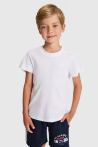 US Polo Assn. Boys' WHITE Crew Neck Basic T-Shirt