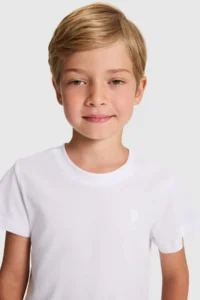 US Polo Assn. Boys' WHITE Crew Neck Basic T-Shirt - Image 2