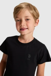 US Polo Assn. Boys' Black Crew Neck Basic T-Shirt - Image 2