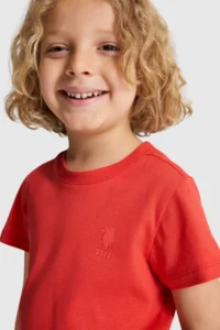 US Polo Assn. Boys' Red Crew Neck Basic T-Shirt - Image 2