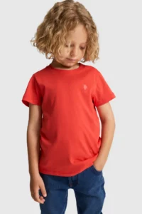 US Polo Assn. Boys' Red Crew Neck Basic T-Shirt - Image 3