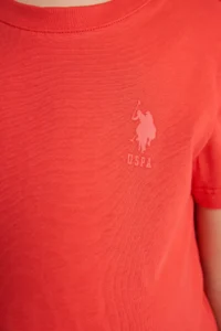 US Polo Assn. Boys' Red Crew Neck Basic T-Shirt - Image 6