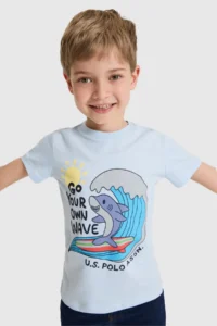 US Polo Assn. Boys' Light BLUE Crew Neck T-Shirt - Image 3