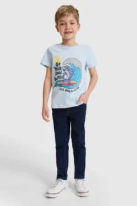US Polo Assn. Boys' Light BLUE Crew Neck T-Shirt - Image 4