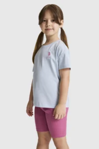 US Polo Assn. Girls' Light BLUE Crew Neck Basic T-Shirt - Image 3
