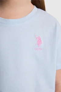 US Polo Assn. Girls' Light BLUE Crew Neck Basic T-Shirt - Image 6