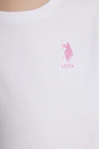US Polo Assn. Girls' WHITE Crew Neck Basic T-Shirt - Image 6