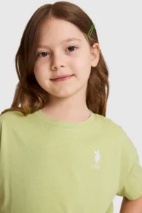 US Polo Assn. Girls' Green Crew Neck Basic T-Shirt - Image 2
