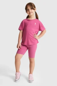US Polo Assn. Girls' Fuchsia Crew Neck Basic T-Shirt - Image 4