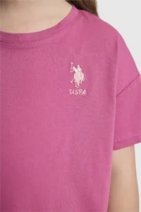 US Polo Assn. Girls' Fuchsia Crew Neck Basic T-Shirt - Image 6