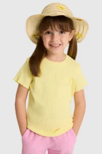 US Polo Assn. Girls' Crew Neck Light YELLOW Basic T-Shirt