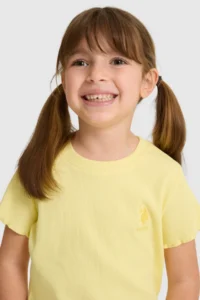 US Polo Assn. Girls' Crew Neck Light YELLOW Basic T-Shirt - Image 2