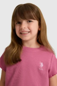 US Polo Assn. Girls' Crew Neck Fuchsia Basic T-Shirt - Image 2