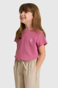 US Polo Assn. Girls' Crew Neck Fuchsia Basic T-Shirt - Image 3