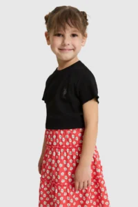 US Polo Assn. Girls' Crew Neck Black Basic T-Shirt - Image 3
