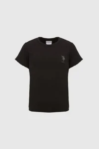 US Polo Assn. Girls' Crew Neck Black Basic T-Shirt - Image 6