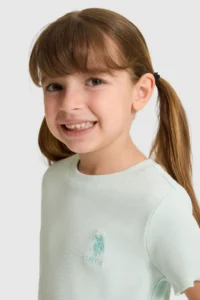 US Polo Assn. Girls' Crew Neck WHITE T-Shirt - Image 2