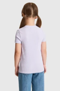 US Polo Assn. Girls' Lilac Crew Neck Basic T-Shirt - Image 5