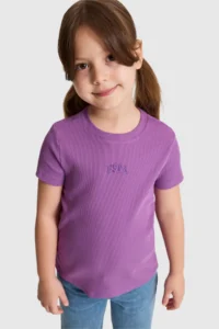 US Polo Assn. Girls' Violet Crew Neck Basic T-Shirt