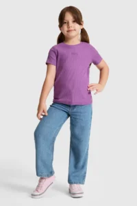 US Polo Assn. Girls' Violet Crew Neck Basic T-Shirt - Image 4