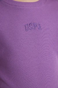 US Polo Assn. Girls' Violet Crew Neck Basic T-Shirt - Image 6