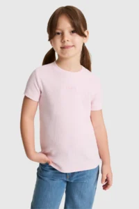 US Polo Assn. Girls' Light PINK Crew Neck Basic T-Shirt - Image 3
