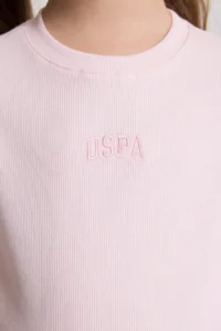 US Polo Assn. Girls' Light PINK Crew Neck Basic T-Shirt - Image 6