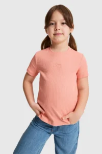 US Polo Assn. Girls' Salmon Crew Neck Basic T-Shirt
