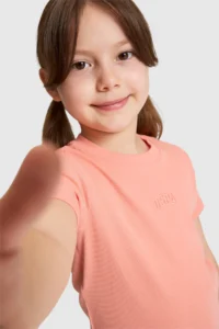 US Polo Assn. Girls' Salmon Crew Neck Basic T-Shirt - Image 2