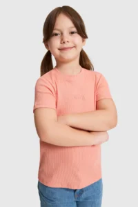 US Polo Assn. Girls' Salmon Crew Neck Basic T-Shirt - Image 3