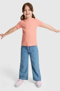 US Polo Assn. Girls' Salmon Crew Neck Basic T-Shirt - Image 4