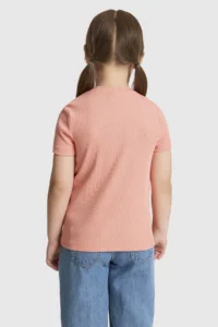US Polo Assn. Girls' Salmon Crew Neck Basic T-Shirt - Image 5