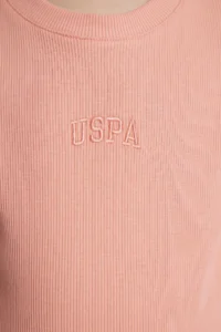 US Polo Assn. Girls' Salmon Crew Neck Basic T-Shirt - Image 6